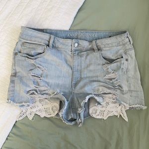 American Eagle distressed shorts with lace
